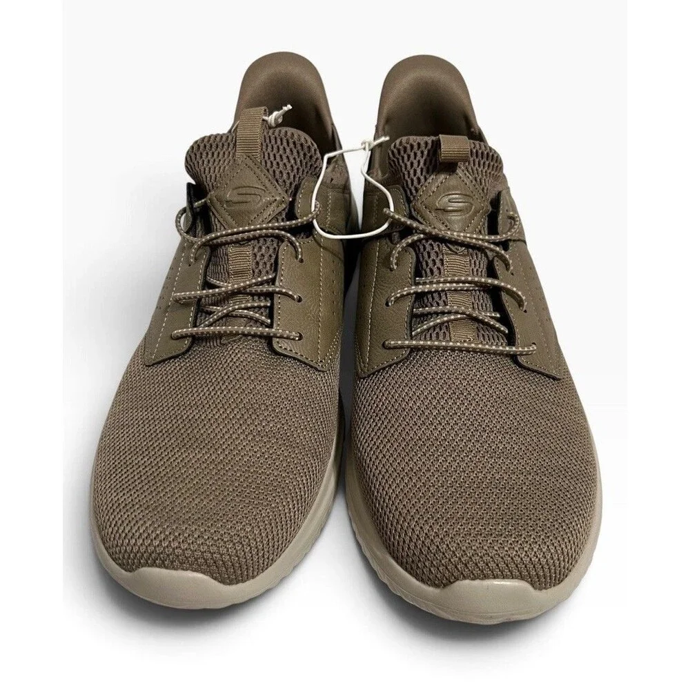 Skechers Delson Swift Fit Sneakers Mens 12 Taupe Hands Free Slip-Ins 255101 NWOB